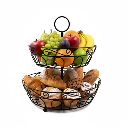 Coupe à fruits ronde à 2 étages - Modèle à treillis ajouré
