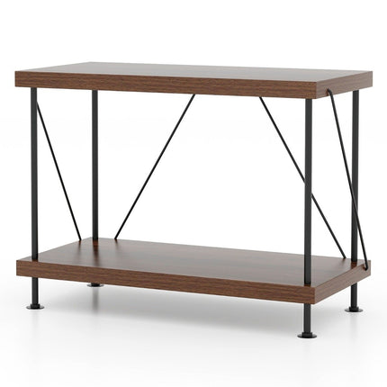 Étagère sur pied à 2 niveaux avec cadre en métal, bibliothèque industrielle, support de rangement, 60 x 29,5 x 45 cm