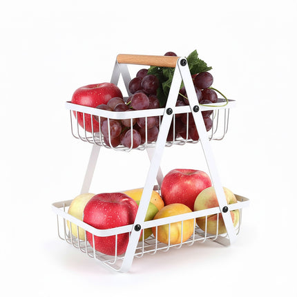Présentoir à fruits à deux niveaux en fil de fer pour comptoir de cuisine