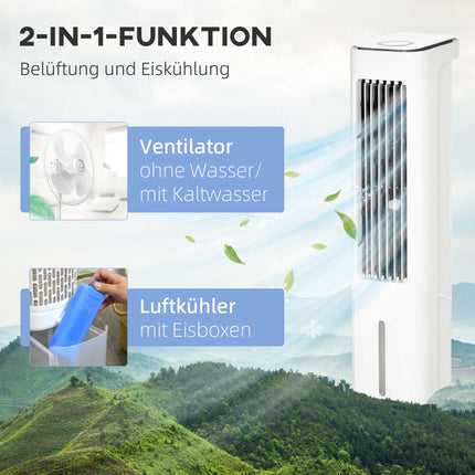 Refroidisseur d'air 2 en 1 avec réservoir de 5 L, minuterie de 12 h, pour 20 m²