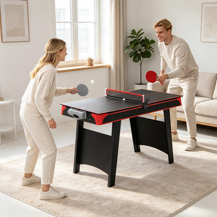 Table de jeu 2 en 1 Air Hockey et Tennis de table avec ventilateur 12V