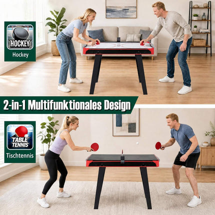 Table de jeu 2 en 1 Air Hockey et Tennis de table avec ventilateur 12V