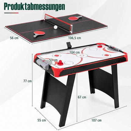 Table de jeu 2 en 1 Air Hockey et Tennis de table avec ventilateur 12V