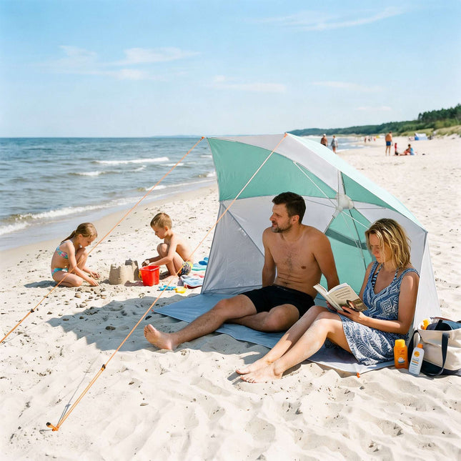 2-in-1-Strandschirm – Windschutz, UV, 180 cm Boden