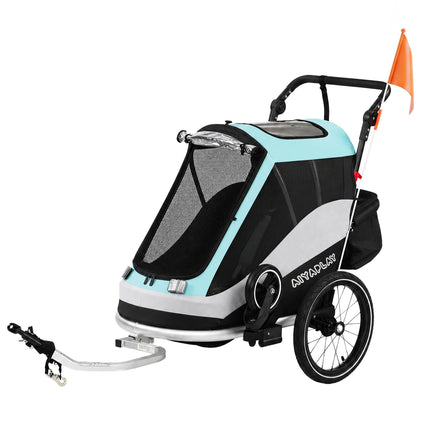 2-in-1 Fahrradanhänger und Kinderwagen, faltbar, 16-Zoll-Luftreifen