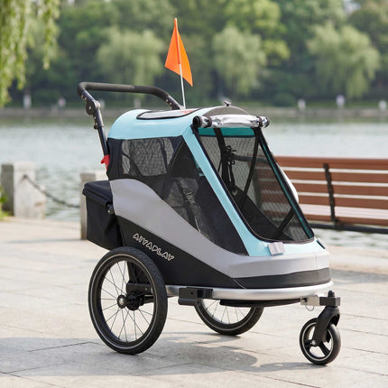 2-in-1 Fahrradanhänger und Kinderwagen, faltbar, 16-Zoll-Luftreifen
