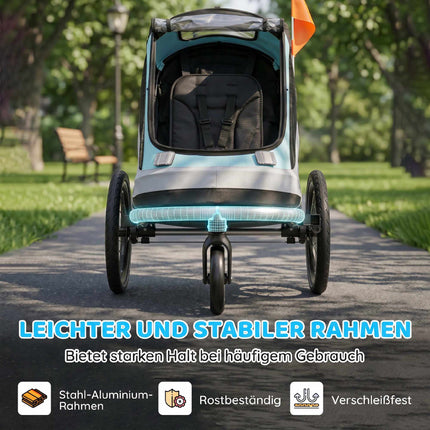 2-in-1 Fahrradanhänger und Kinderwagen, faltbar, 16-Zoll-Luftreifen