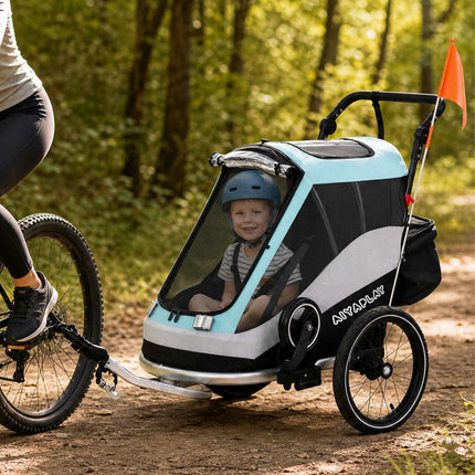 2-in-1 Fahrradanhänger und Kinderwagen, faltbar, 16-Zoll-Luftreifen