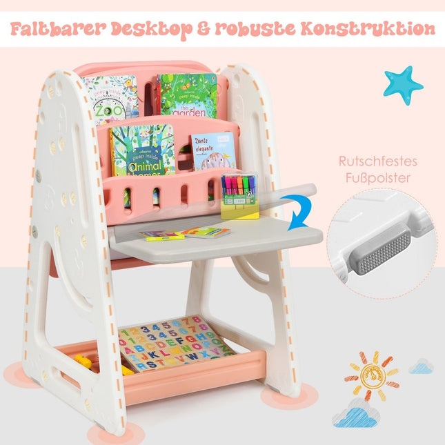 2 in 1 Children's Art Easel Double Sided Magnetic Board and Children's Book Stand Orange