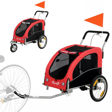 Remorque vélo pour chien 2 en 1, pliable, jusqu'à 20 kg