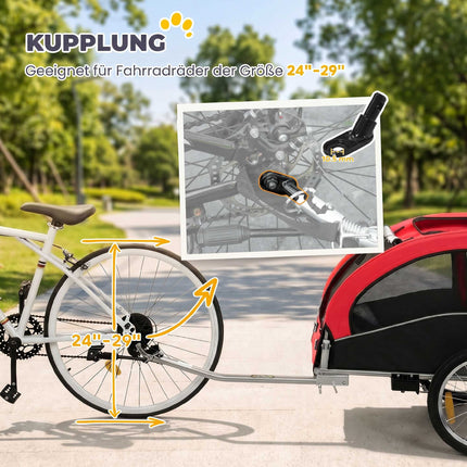 Remorque vélo pour chien 2 en 1, pliable, jusqu'à 20 kg