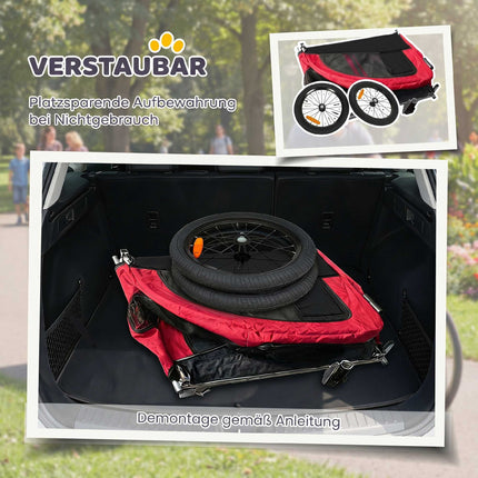 Remorque vélo pour chien 2 en 1, pliable, jusqu'à 20 kg