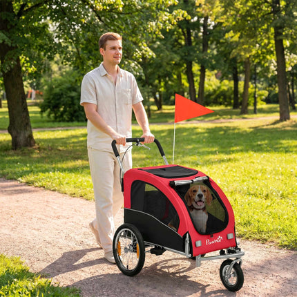 Remorque vélo pour chien 2 en 1, pliable, jusqu'à 20 kg