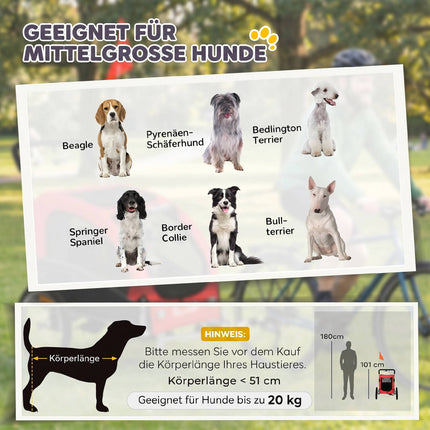 Remorque vélo pour chien 2 en 1, pliable, jusqu'à 20 kg