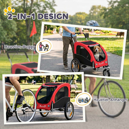 Remorque vélo pour chien 2 en 1, pliable, jusqu'à 20 kg