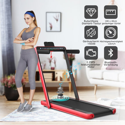 2-in-1-Klapplaufband mit Dual-LED-Anzeige, Rot