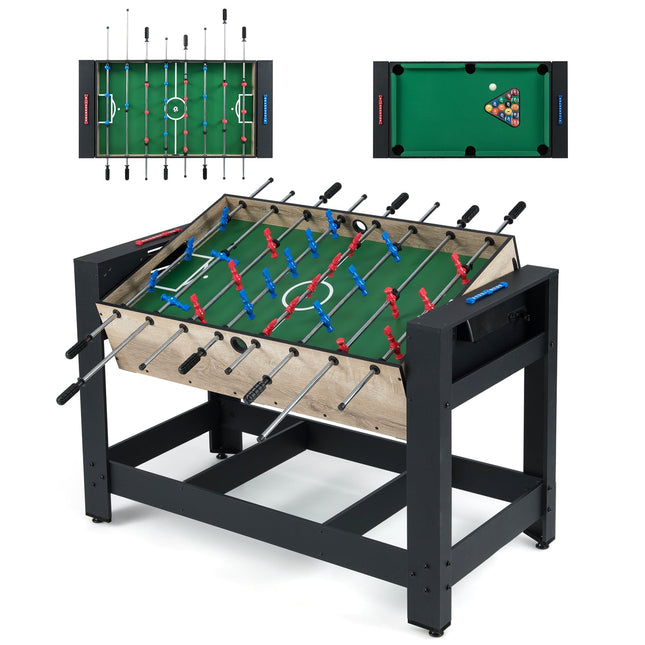Baby-foot et billard 2 en 1 - Design compact et stable