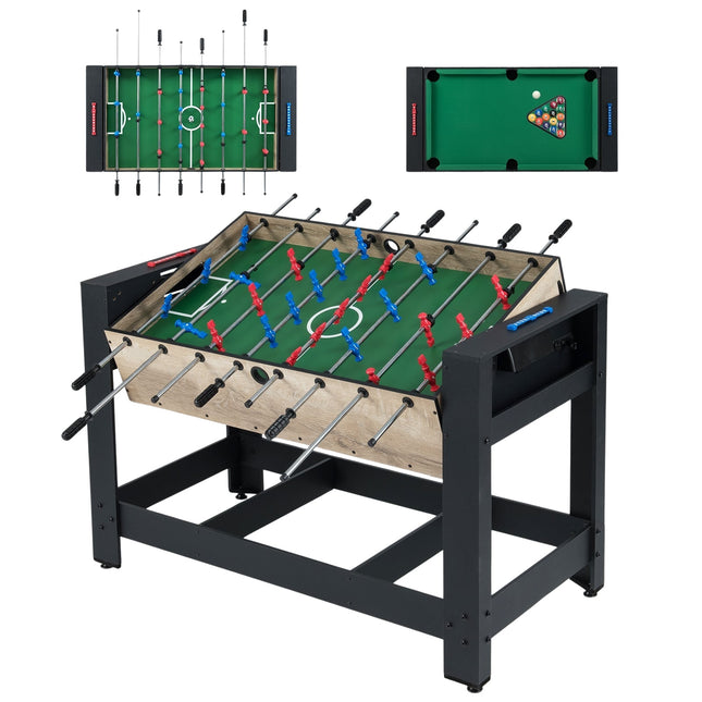 Baby-foot et billard 2 en 1 - Design compact et stable
