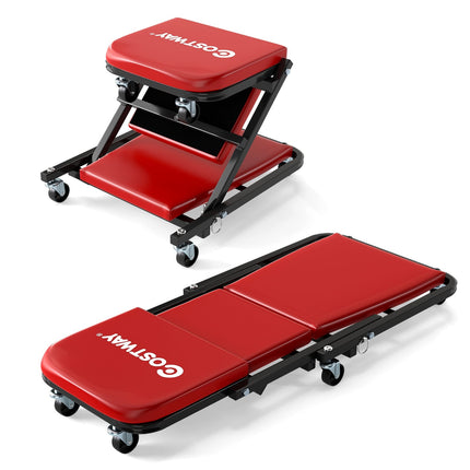 2-in-1 Rollbrett mit gepolstertem Sitz, 150kg Tragkraft
