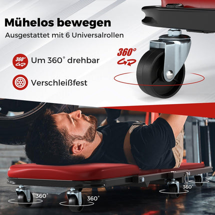 2-in-1 Rollbrett mit gepolstertem Sitz, 150kg Tragkraft