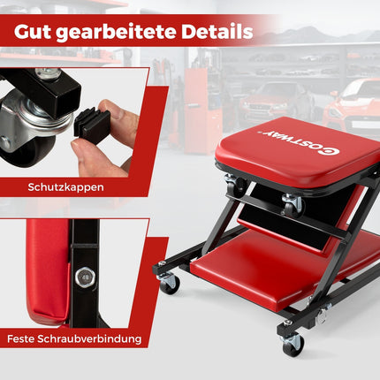 2-in-1 Rollbrett mit gepolstertem Sitz, 150kg Tragkraft