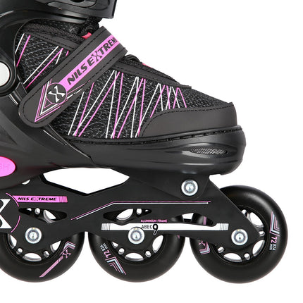 Patins à roues alignées et à glace 2 en 1, noir/rose, taille L (39-42)