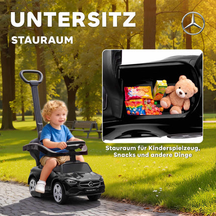 Voiture électrique 2 en 1 pour enfants avec poignée de poussée, noire