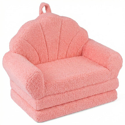Canapé-lit 2 en 1 pour enfants, tissu rose à motifs ours en peluche, pliable