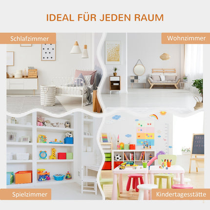 Étagère de rangement et banc 2 en 1 pour enfants avec coussin, blanc/gris