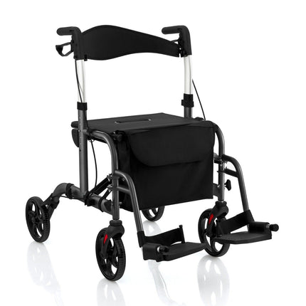 2-in-1 leichter Rollator & Rollstuhl, höhenverstellbar