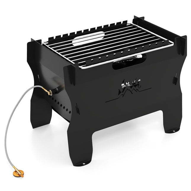 Barbecue portable 2 en 1 au charbon et au gaz avec grille en acier inoxydable