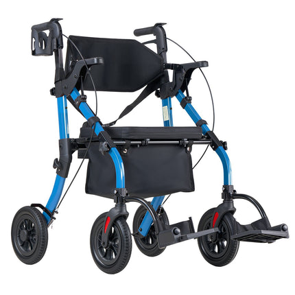 2-in-1 Rollator Walker Transport Chair, Foldable 300 lb