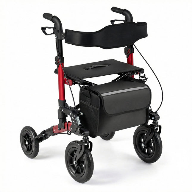 Rollator et fauteuil roulant 2 en 1, pliable, supporte jusqu'à 136 kg