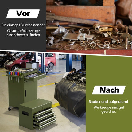 2-in-1 Rollender Werkzeugkasten mit 5 Schubladen, 100 kg Tragkraft