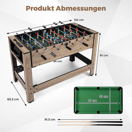2-in-1-Drehspieltisch – Kicker- & Billard-Set