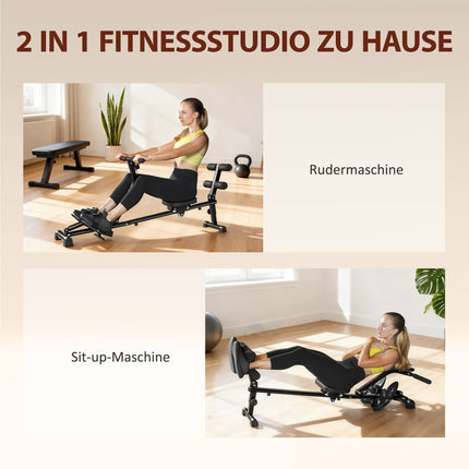 2-in-1-Rudergerät, verstellbar, LCD-Display, Stahlrahmen