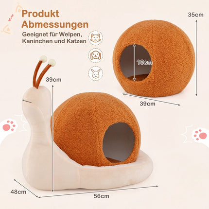 Lit pour chat 2 en 1 en forme d'escargot avec coussin lavable