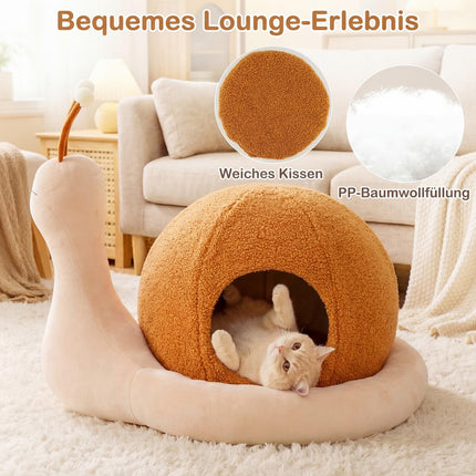 Lit pour chat 2 en 1 en forme d'escargot avec coussin lavable