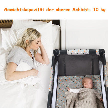 2-in-1 Reisebett & Laufstall, faltbar, 125x65x76 cm, Grau