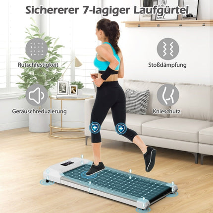 Tapis de course 2 en 1 sous le bureau, tapis de marche avec écran LED, 122 x 53 x 15 cm, gris