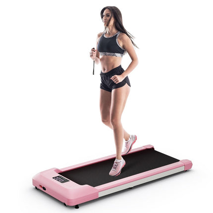2-in-1 Laufband unter dem Schreibtisch, Walking-Pad mit LED-Anzeige, 122 x 53 x 15 cm, Rosa
