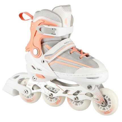 Patins à roues alignées et à glace 2 en 1 blancs/roses, taille L (39-43)