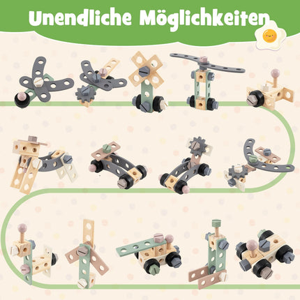 Chariot et établi en bois 2 en 1 pour enfants avec outils