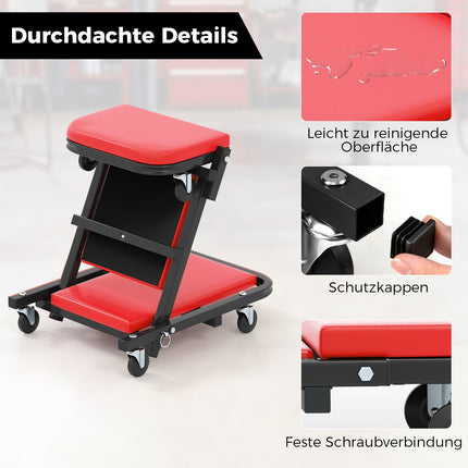 Siège d'atelier 2 en 1, capacité 160 kg, rouge