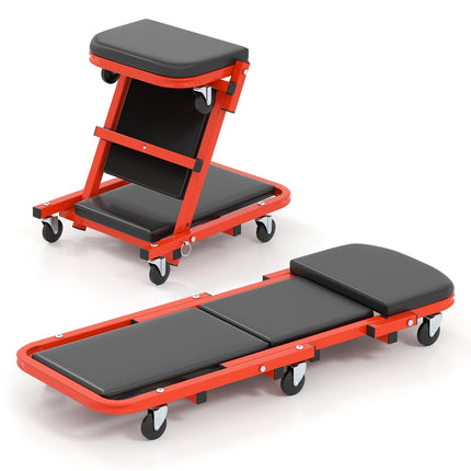 2-in-1 Werkstattliege mit Rollen, 6 Räder, 160 kg Tragkraft