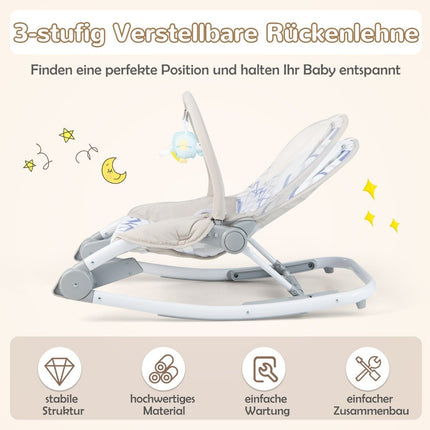 Balançoire portable pliable 2 en 1 pour bébé avec dossier réglable sur 3 niveaux gris