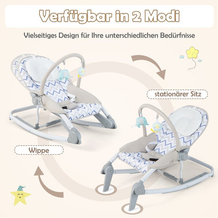 Balançoire portable pliable 2 en 1 pour bébé avec dossier réglable sur 3 niveaux gris