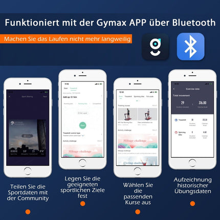 2-in-1 faltbares Laufband mit APP &amp; Fernbedienung, Handyhalterung, LED-Display und Lautsprecher, weiß