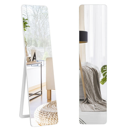 Miroir pleine longueur, miroir sur pied et miroir mural 2 en 1 160 x 37 cm blanc