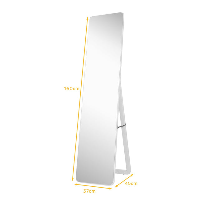 Miroir pleine longueur, miroir sur pied et miroir mural 2 en 1 160 x 37 cm blanc